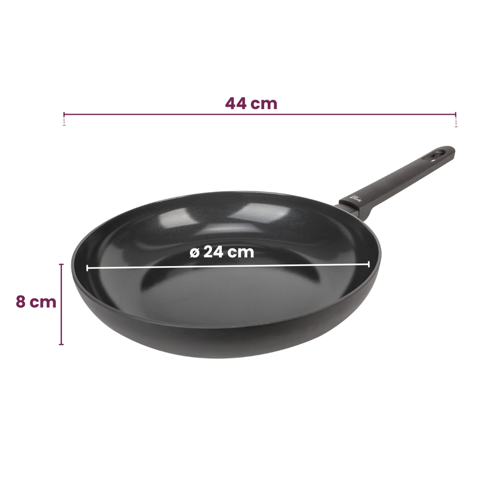 Cookinglife Pannenset Black Cera 3-delig - Wokpan ø 28 cm + Koekenpan ø 24 & 28 cm - geschikt voor alle warmtebronnen - keramische anti-aanbaklaag