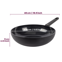 Cookinglife Wokpan Black Cera ø 28 cm - geschikt voor alle warmtebronnen - keramische anti-aanbaklaag