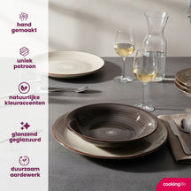 Cookinglife Serviesset Delice Grijs 18-delig / 6 personen - 6 dinerborden, 6 diepe borden en 6 ontbijtborden