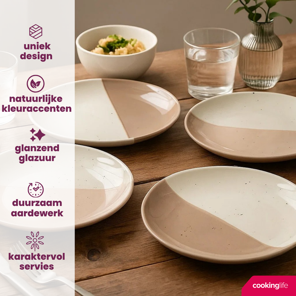 Cookinglife Dinerborden Leem ø 27 cm - 6 Stuks