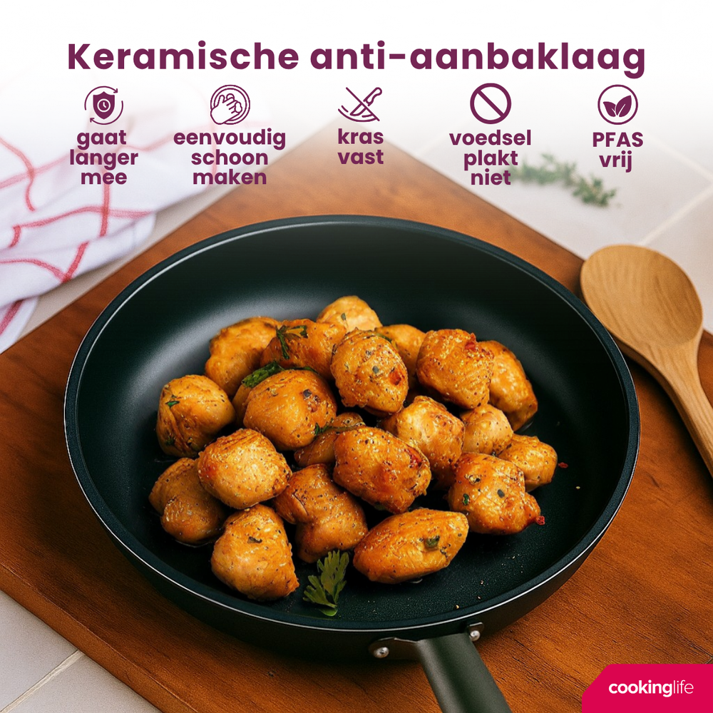 Cookinglife Koekenpan ProForge ø 28 cm - geschikt voor alle warmtebronnen - keramische anti-aanbaklaag