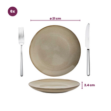 Cookinglife Ontbijtborden / Dessertborden Sabi Beige ø 21 cm - 6 Stuks
