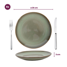 Cookinglife Serviesset Sabi Groen 18-delig / 6 personen - 6 dinerborden, 6 ontbijtborden en 6 kommen