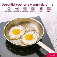 Cookinglife Koekenpan Superior Triply RVS ø 24 cm - geschikt voor alle warmtebronnen - zonder anti-aanbaklaag