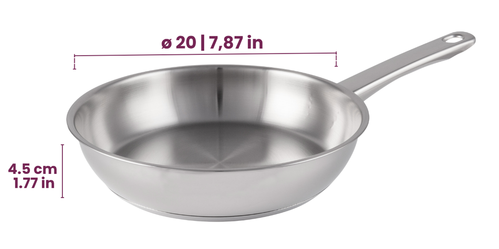Cookinglife Koekenpan Superior Triply RVS ø 20 cm - geschikt voor alle warmtebronnen - zonder anti-aanbaklaag