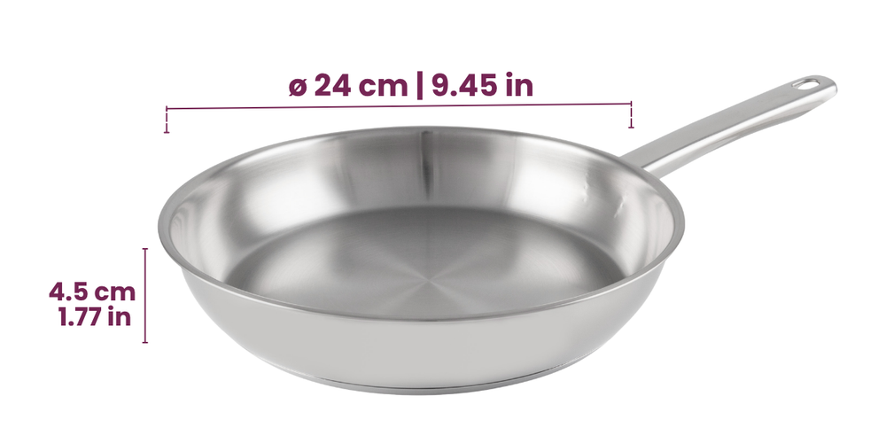 Cookinglife Koekenpan Superior Triply RVS ø 24 cm - geschikt voor alle warmtebronnen - zonder anti-aanbaklaag