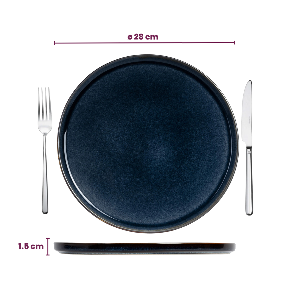 Cosy & Trendy Serviesset Quintana Blue 18-delig / 6 personen - 6 dinerborden, 6 diepe borden en 6 ontbijtborden