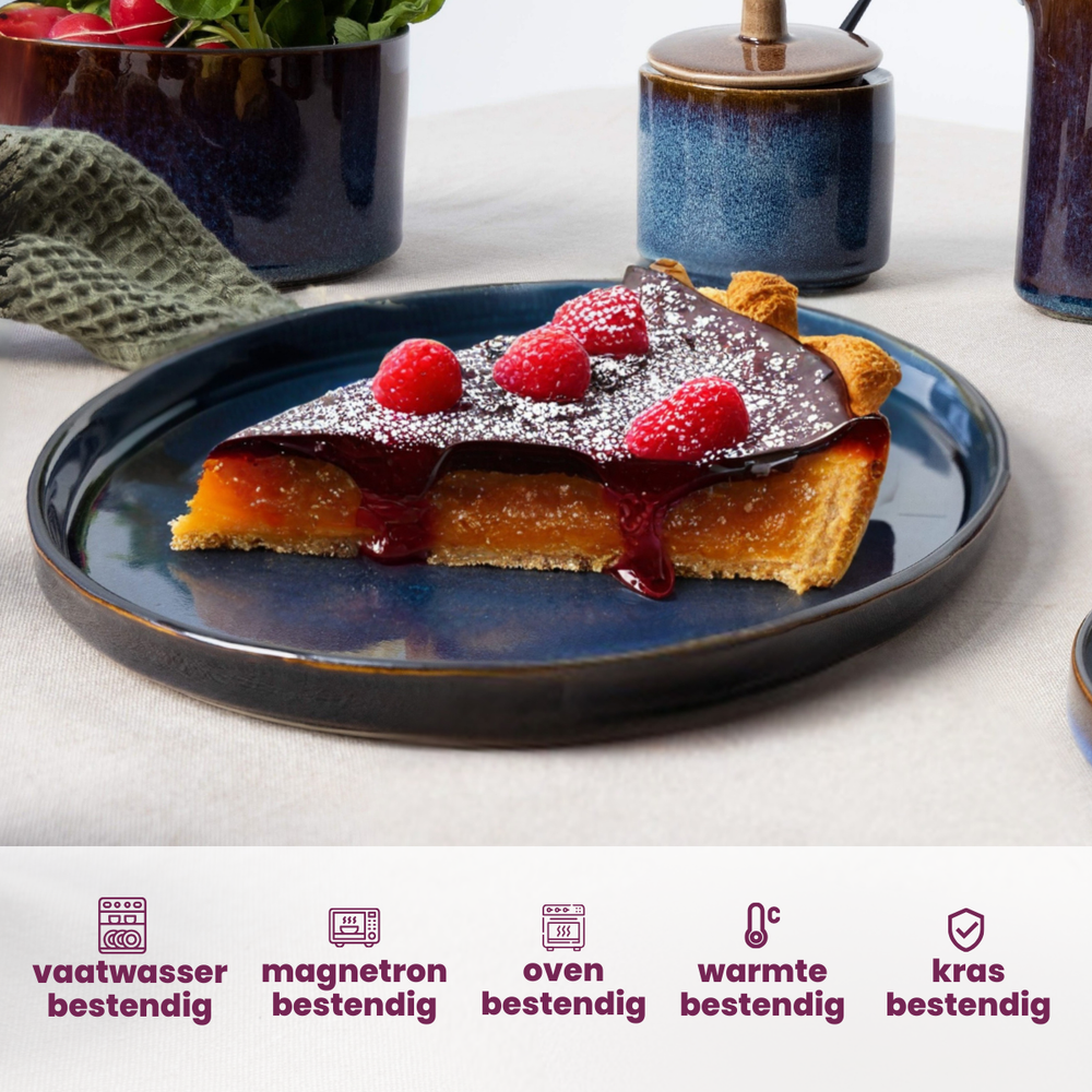 Cosy & Trendy Ontbijtborden / Dessertborden - Quintana Blue ø 22 cm - 4 Stuks