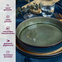 Cosy & Trendy Serviesset Quintana Green 18-delig / 6 personen - 6 dinerborden, 6 diepe borden en 6 ontbijtborden