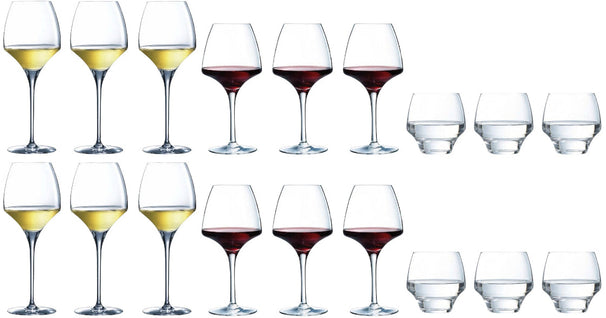 Chef & Sommelier Wijnglazenset Open Up (Rode wijnglazen & Witte wijnglazen & Waterglazen) - 18-delige set - 6 rode wijnglazen, 6 witte wijnglazen en 6 waterglazen