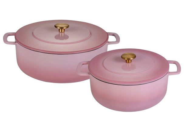 Combekk Braadpannenset Gietijzer Pink 2-delig - ø 24 & 28 cm - geëmailleerde anti-aanbaklaag