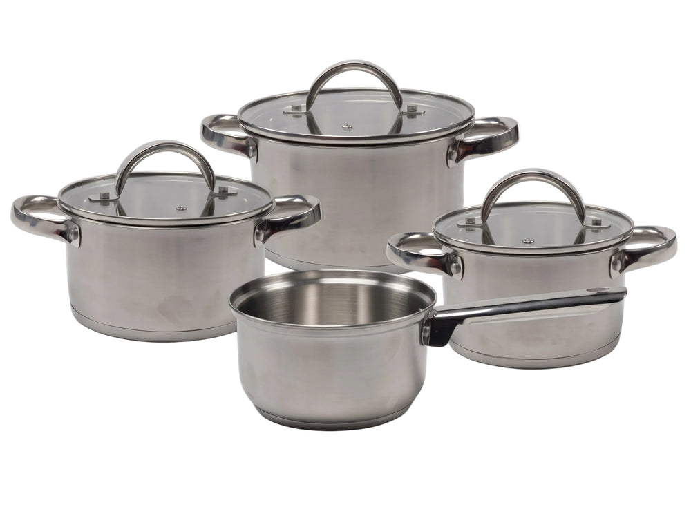 Cooking Pannenset 4-delig RVS - Kookpan ø 16, 18, 20 cm & Steelpan ø 16 cm - geschikt voor alle warmtebronnen