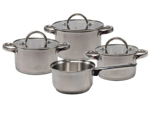 Cooking Pannenset 4-delig RVS - Kookpan ø 16, 18, 20 cm & Steelpan ø 16 cm - geschikt voor alle warmtebronnen