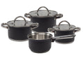 Cooking Pannenset Zwart 4-delig RVS - Kookpan ø 16, 18, 20 cm & Steelpan ø 16 cm - geschikt voor alle warmtebronnen