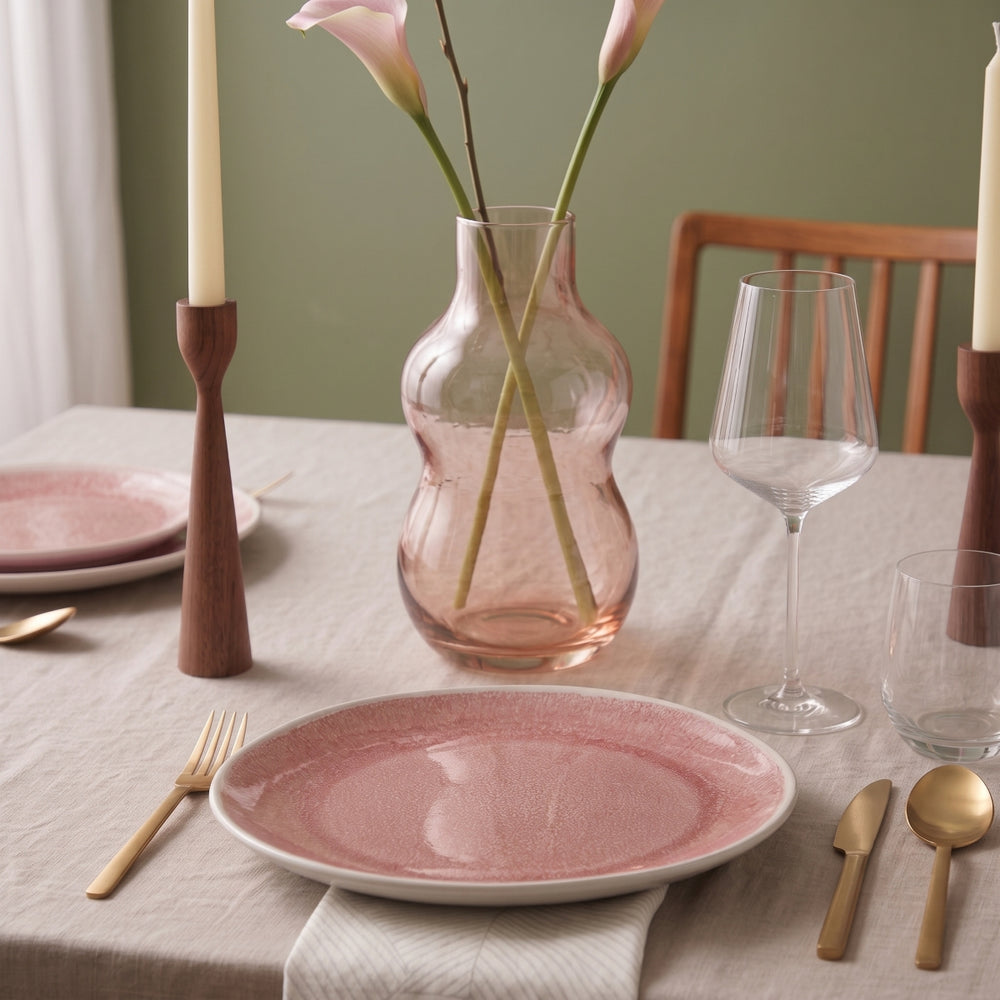 Cookinglife Serviesset Nola Roze 18-delig  / 6 personen - 6 dinerborden, 6 ontbijtborden en 6 kommen