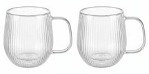 Cookinglife Dubbelwandige Cappuccino- / theeglazen met oor Lines - 250 ml - 2 Stuks