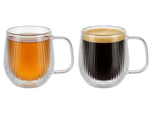 Cookinglife Dubbelwandige Cappuccino- / theeglazen met oor Lines - 250 ml - 2 Stuks
