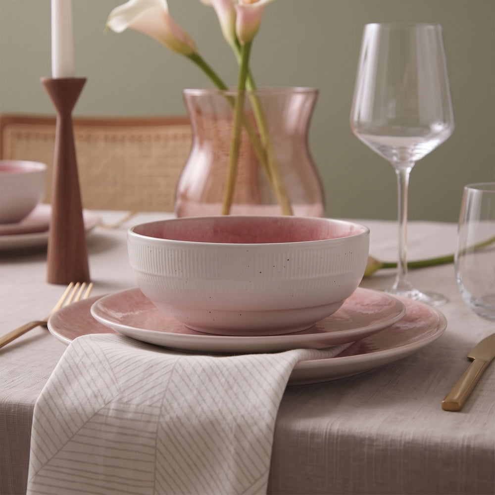 Cookinglife Serviesset Nola Roze 18-delig  / 6 personen - 6 dinerborden, 6 ontbijtborden en 6 kommen