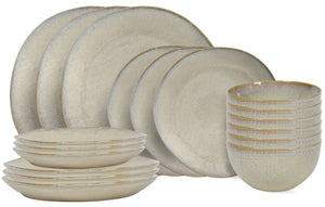 Cookinglife Serviesset Linen Beige 18-delig / 6 personen - 6 dinerborden, 6 ontbijtborden en 6 kommen