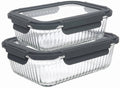 Cookinglife Glazen Vershoudbakjes Lines 1 Liter + 1.5 Liter - 2 Stuks