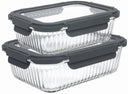 Cookinglife Glazen Vershoudbakjes Lines 1 Liter + 1.5 Liter - 2 Stuks