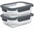Cookinglife Glazen Vershoudbakjes Lines 1 Liter - 2 Stuks