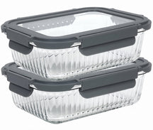 Cookinglife Glazen Vershoudbakjes Lines 1 Liter - 2 Stuks
