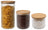 Cookinglife Voorraadpotten set Lines - Glas met Bamboe Deksel - 600 ml / 980 ml / 1750 ml - 3 stuks