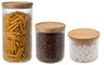 Cookinglife Voorraadpotten set Lines - Glas met Bamboe Deksel - 600 ml / 980 ml / 1750 ml - 3 stuks
