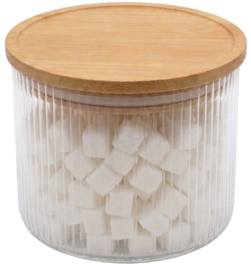 Cookinglife Voorraadpotten set Lines - Glas met Bamboe Deksel - 600 ml / 980 ml / 1750 ml - 3 stuks