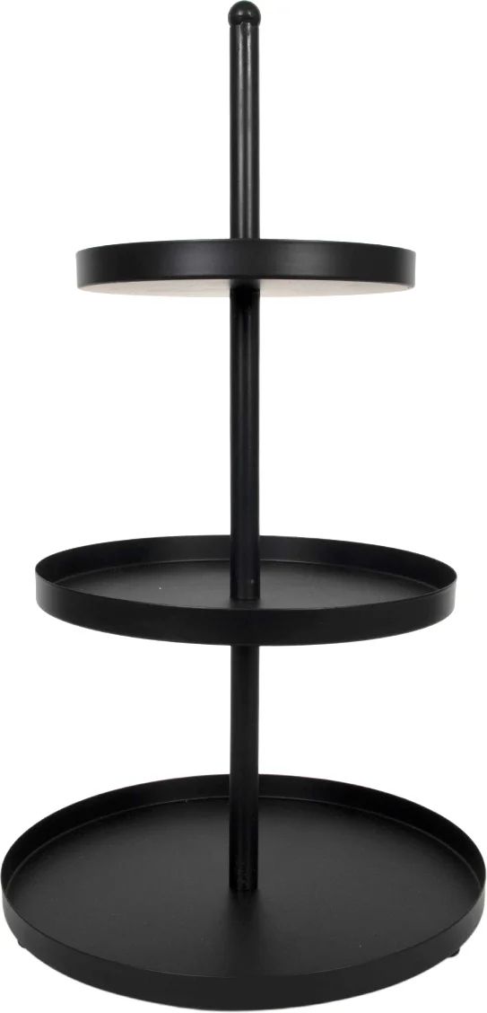 Cookinglife Etagère metaal zwart ø 20, 25 & 30 cm - 3-laags - 55 cm hoog