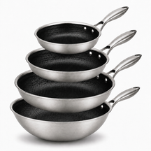 Cookinglife Pannenset HexaCook Hybride Pan 4-delig - Wok ø 28 cm + Koekenpan ø 20, 24 & 28 cm - NON STICK - geschikt voor alle warmtebronnen - keramische anti-aanbaklaag