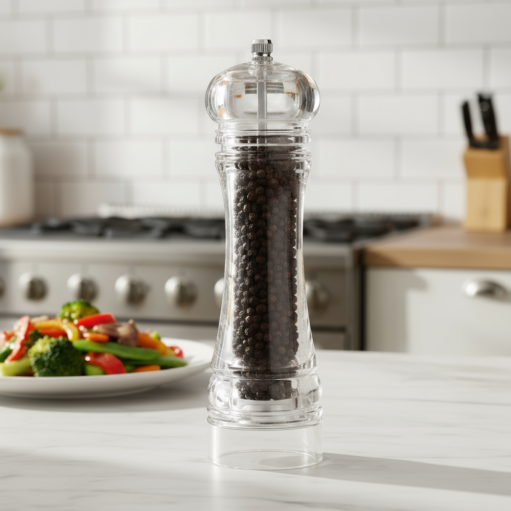 Cookinglife Pepermolen Rocca Transparant - RVS Molen - 21.5 cm