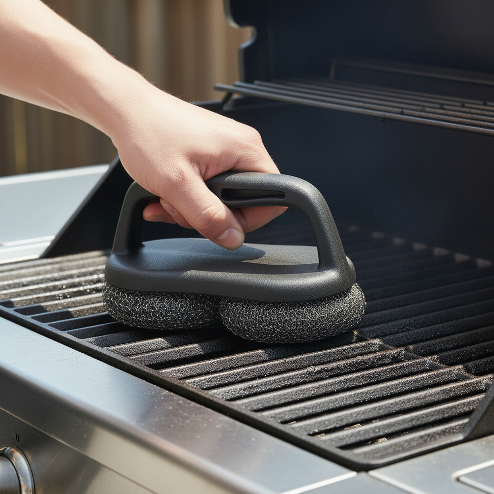 Cookinglife BBQ Reinigingsborstel Fire & Flavour 18 x 9 x 10 cm - Staalwolborstel - Grillrooster Schoonmaken