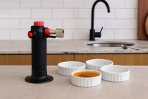 Cookinglife Creme Brulee Set - Brander / Koksbrander + Creme Brulee Schaaltjes ø 12 cm - 4 Stuks