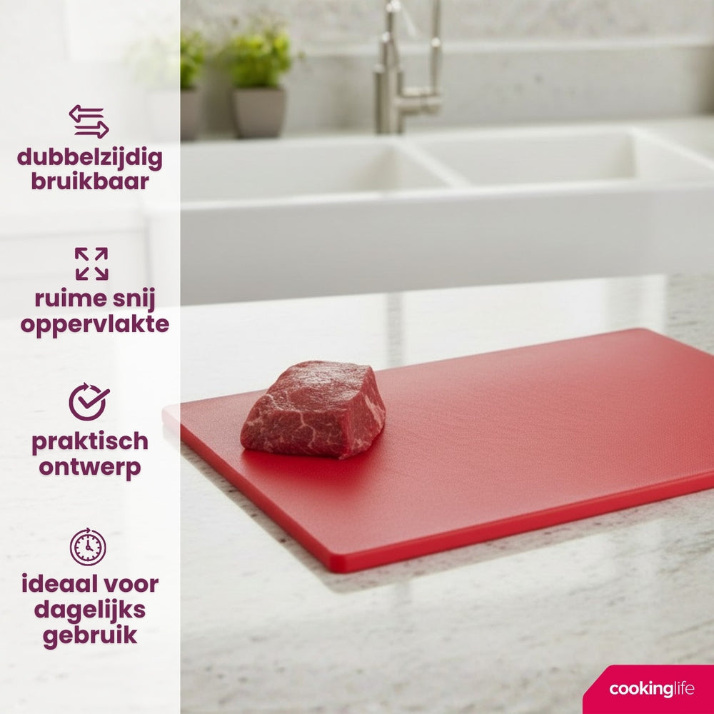 Cookinglife Snijplank HACCP Rood 45 x 30 cm - voor vlees