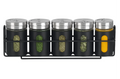 Cookinglife Kruidenrek Zwart 5-Delig - Met Kruidenstrooiers 80 ml