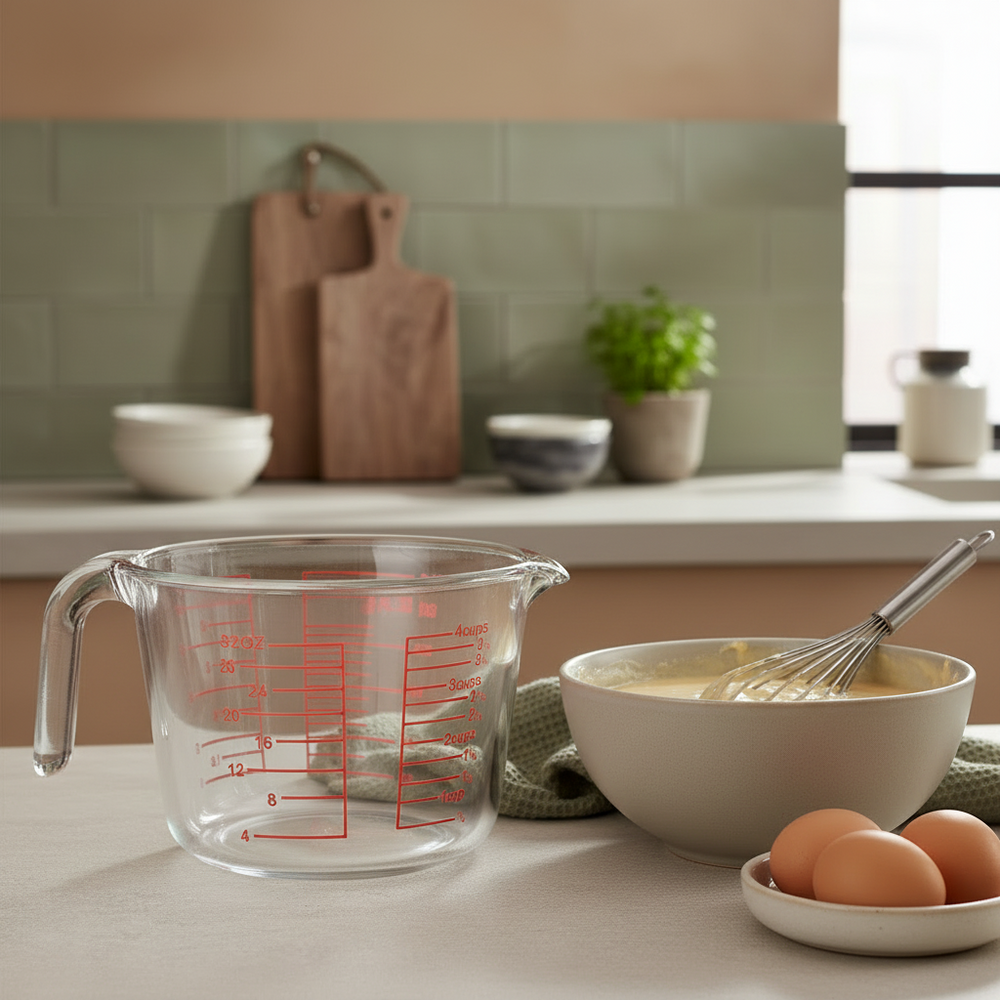 Cookinglife Maatbeker Borosilicaat Glas 1 Liter - Afmeten Vloeistoffen en Ingrediënten