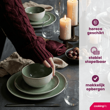 Cookinglife Ontbijtborden / Dessertborden Serene Green ø 20 cm - Aardewerk - 4 stuks