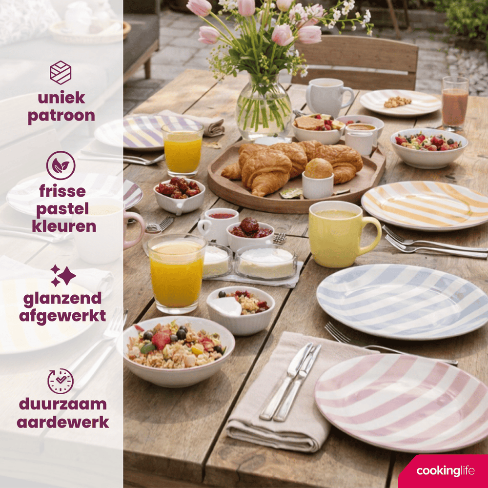 Cookinglife Ontbijtborden / Dessertborden Spring Vibes ø 19 cm - 6 Stuks