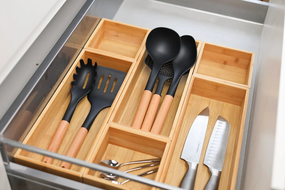 Cookinglife Keukengerei set - Kookgerei set - hout zwart 4 delig - Schuimspaan, soeplepel, bakspaan & opscheplepel