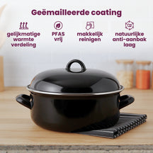 Cookinglife Braadpan met deksel - Emaille - Cooking - ø 24 cm / 4 Liter - geëmailleerde anti-aanbaklaag