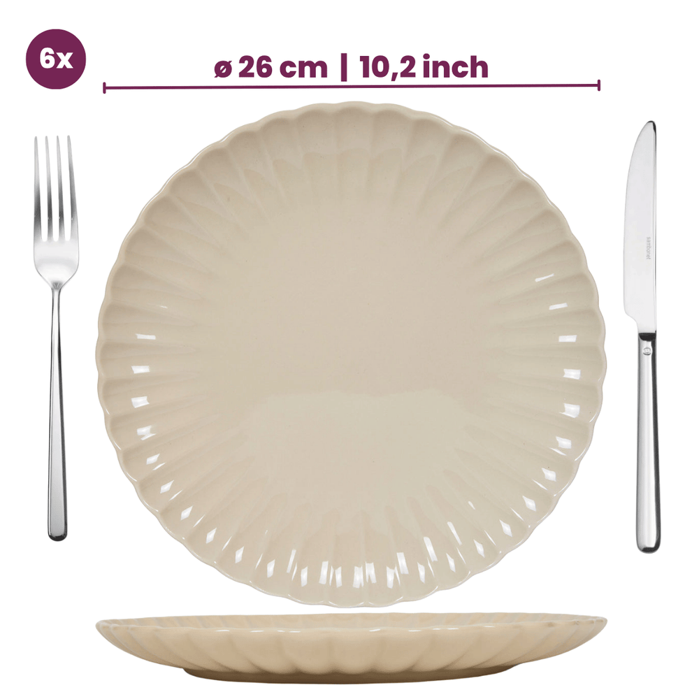 Cookinglife Serviesset Cardida Beige 18-delig / 6 personen - 6 dinerborden, 6 ontbijtborden en 6 kommen