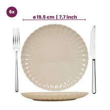 Cookinglife Serviesset Cardida Beige 18-delig / 6 personen - 6 dinerborden, 6 ontbijtborden en 6 kommen