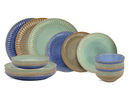 Cookinglife Serviesset Aqua Maris 18-delig / 6 personen - 6 dinerborden, 6 ontbijtborden en 6 kommen