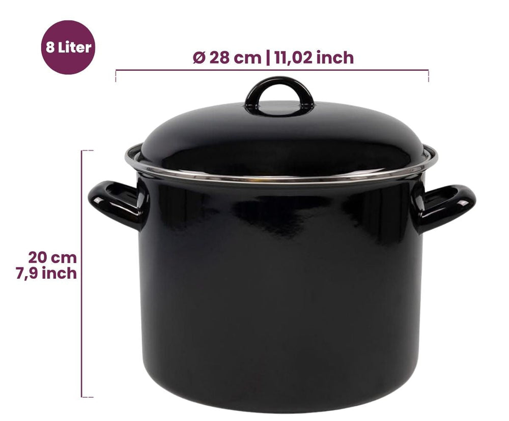 Cookinglife Soeppan - Emaille - Zwart - ø 24 cm / 8 liter - geëmailleerde anti-aanbaklaag