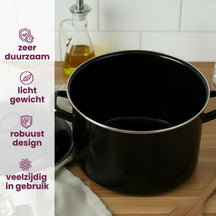 Cookinglife Soeppan - Emaille - Zwart - ø 24 cm / 8 liter - geëmailleerde anti-aanbaklaag