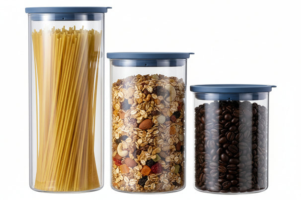 Cookinglife Voorraadpotten set - Glas - ø 13 cm - 1.5 / 1.9 / 2.5 Liter - 3 stuks