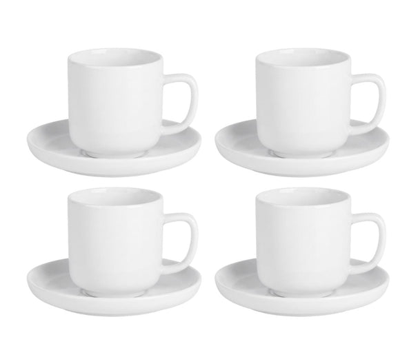 Cosy & Trendy Espressokopjes met Schotels Moon White 90 ml - 4 stuks