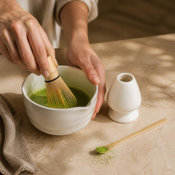 Cosy & Trendy Matcha Set - Porselein & Bamboe - 4-delig